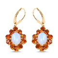 14K Yellow Gold Plate 5.42 Carat Genuine Ethiopian Opal Citrine & White Topaz .925 Silver Earring