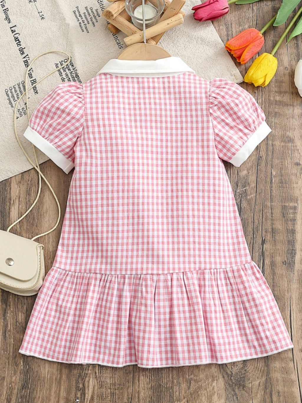Children's Gingham Ruffle Hem Polo Dress