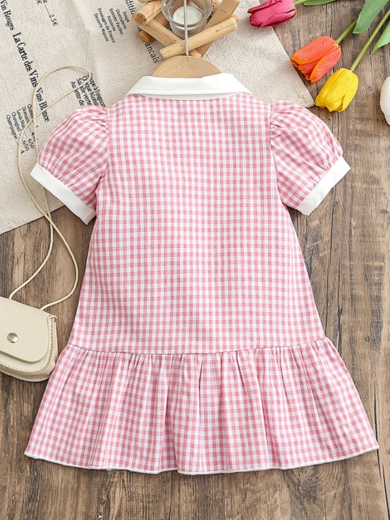 Children's Gingham Ruffle Hem Polo Dress