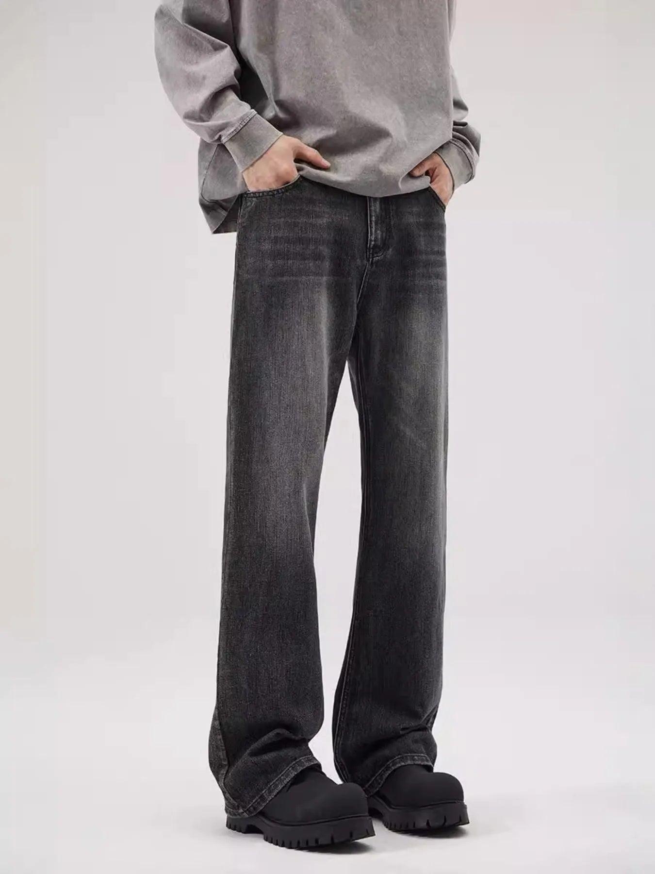 Men's Full Size Washed Straight Leg Jeans Plus Size