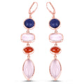 14K Rose Gold Plated 30.55 Carat Genuine Multi Stone .925 Sterling Silver Earrings