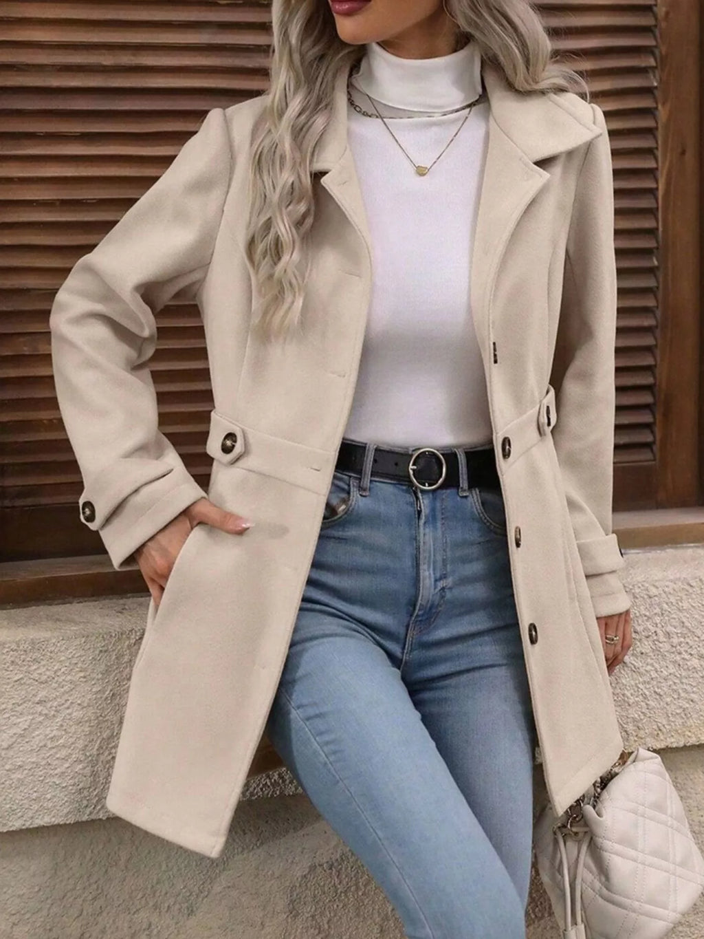Button Up Long Sleeve Coat