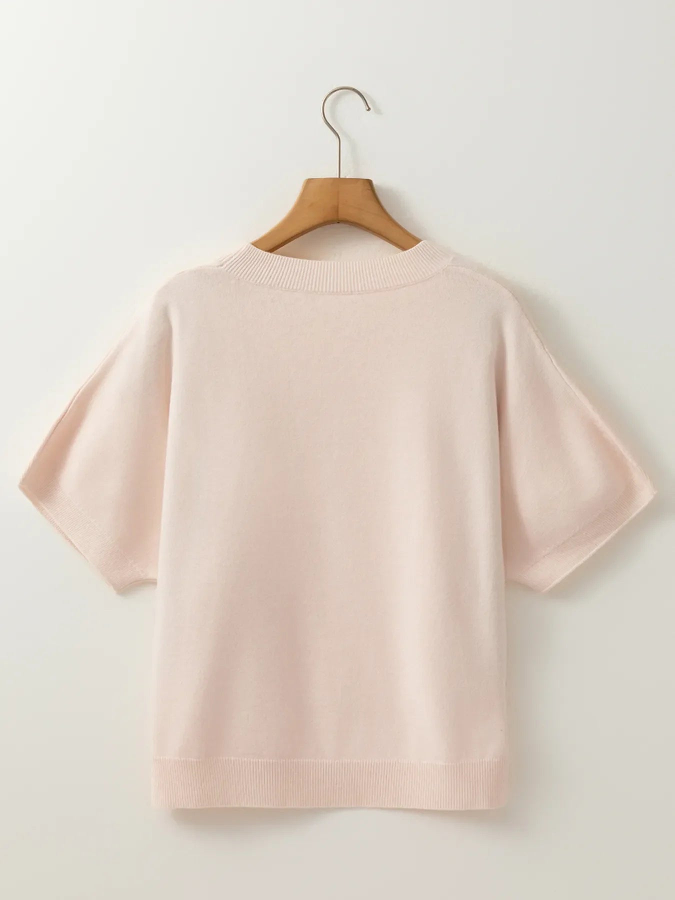 Pearl Embellished Bow Detail Short Sleeve Sweater
