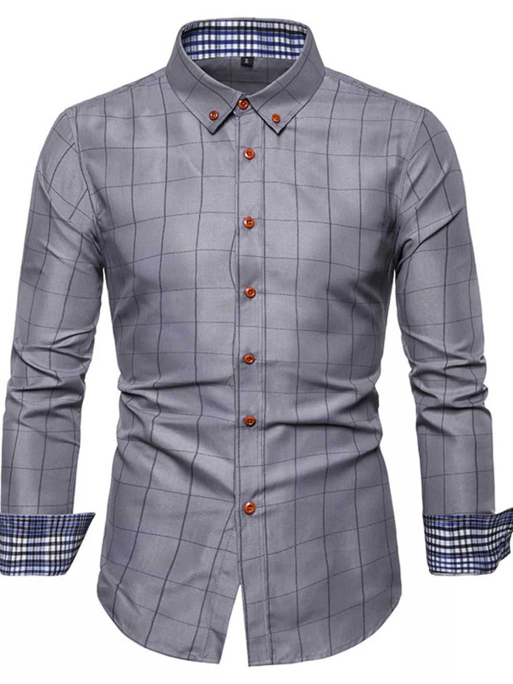 Men's Plus Size Classic Plaid Button-Down Shirt