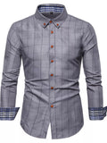 Men's Plus Size Classic Plaid Button-Down Shirt