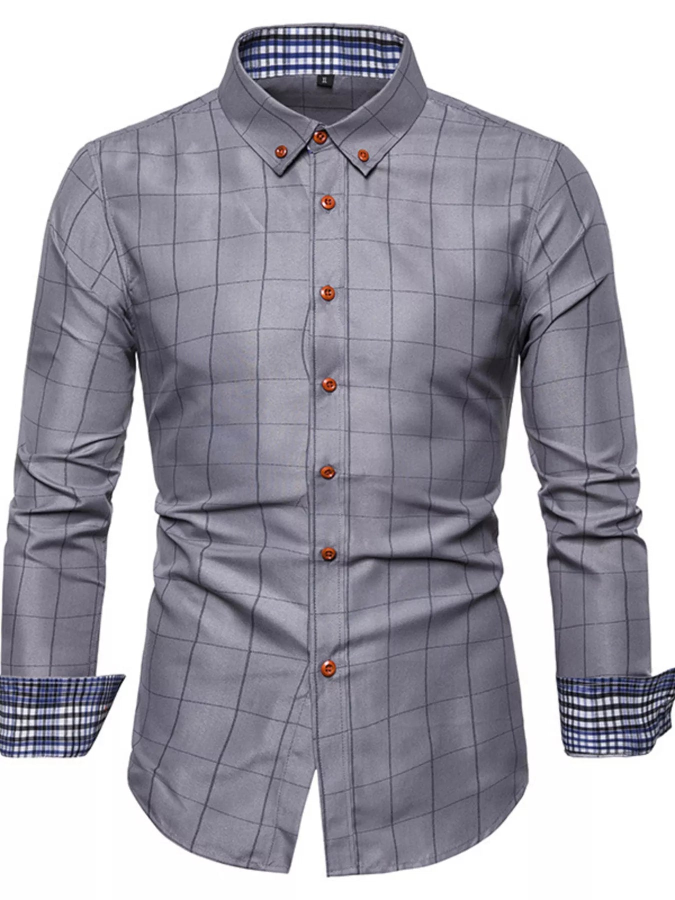 Men's Plus Size Classic Plaid Button-Down Shirt