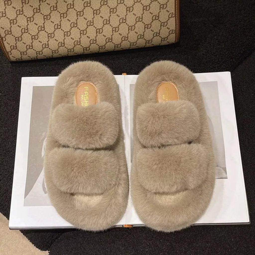 Fuzzy Open Toe Slippers