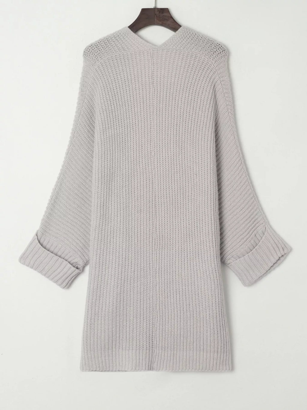 Oversized Fold Over Sleeve Open Front Cardigan