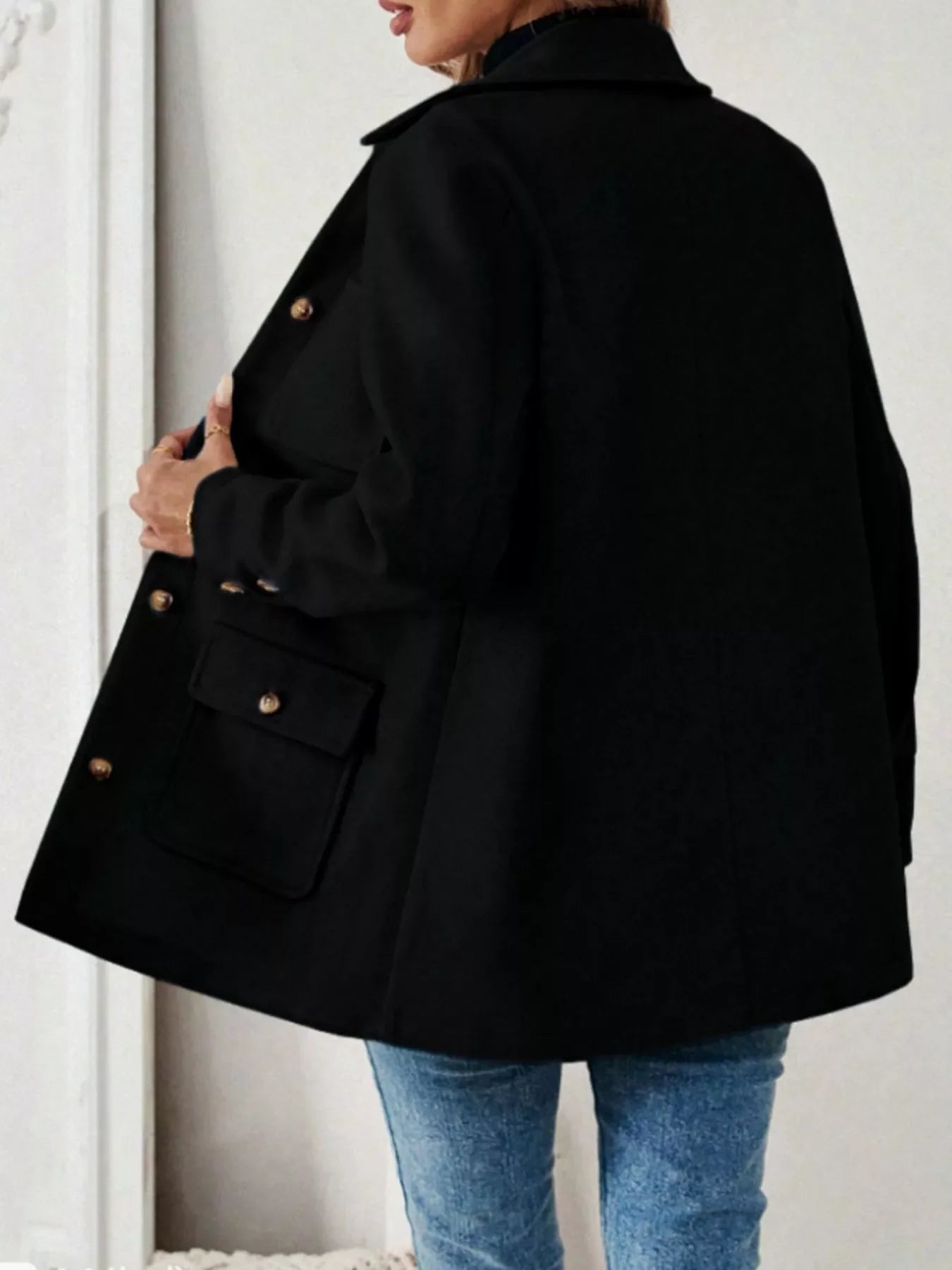 Button-Front Pocketed Long Sleeve Outerwear