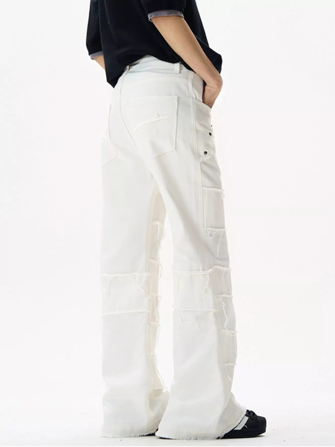 Men's Frayed Hem Flare Jeans