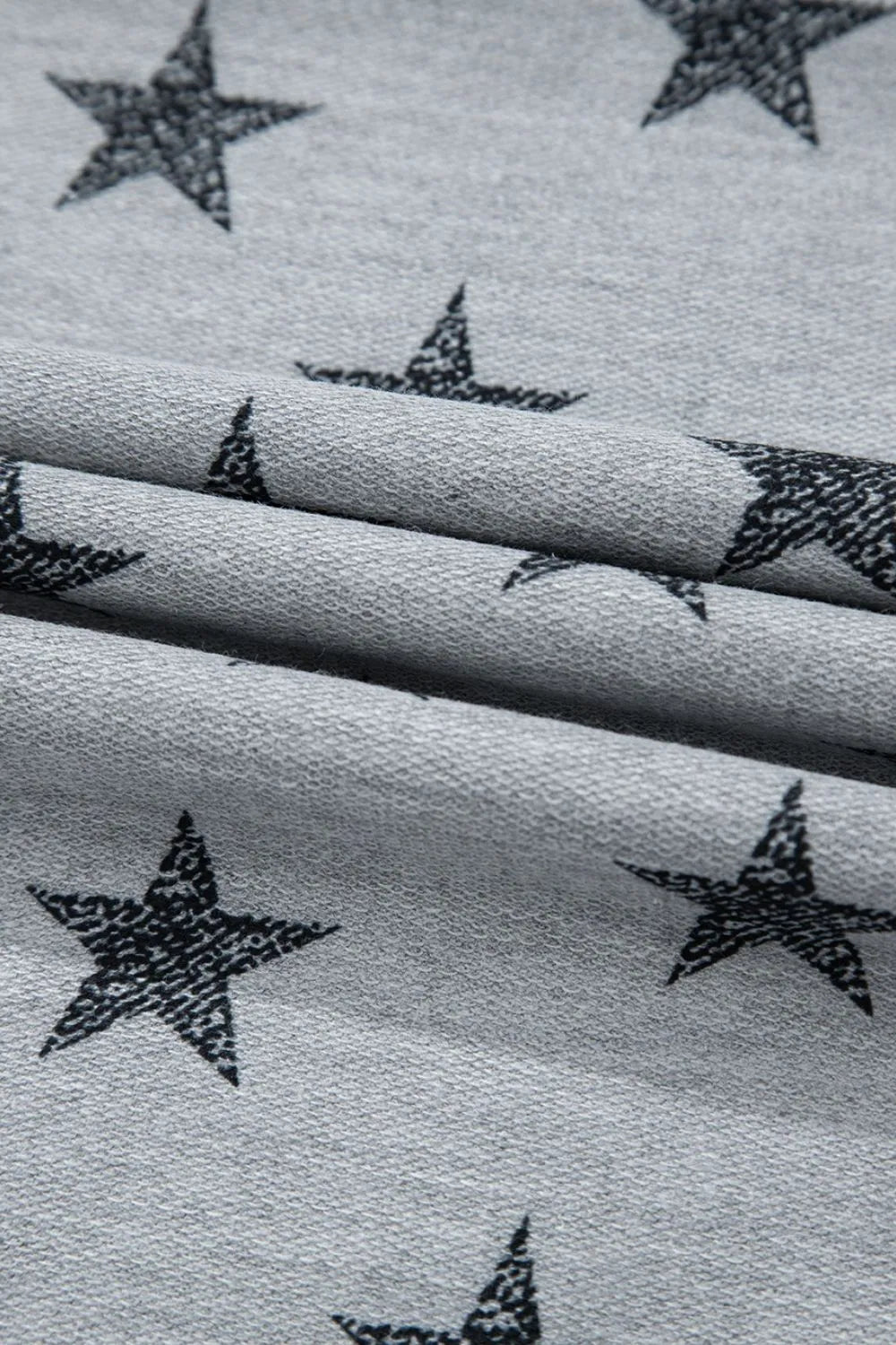 Star Print Tiered Ruffled Sleeve Crew Neck T Shirt