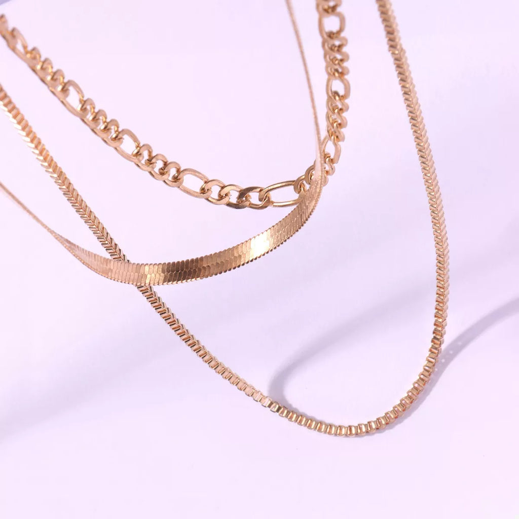 18K Gold-Plated Three-Layered Necklace