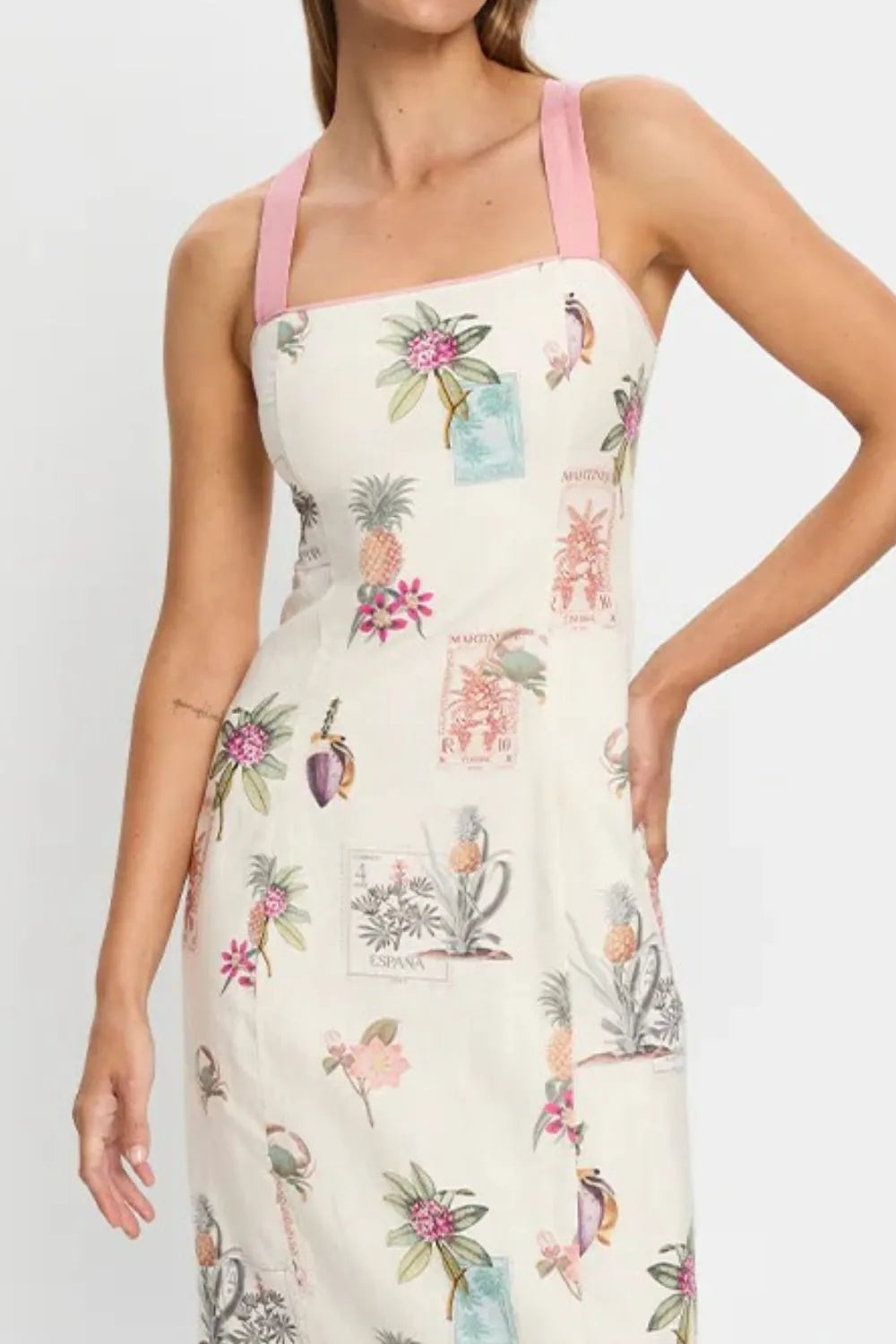 Printed Square Neck Summer Midi Dress