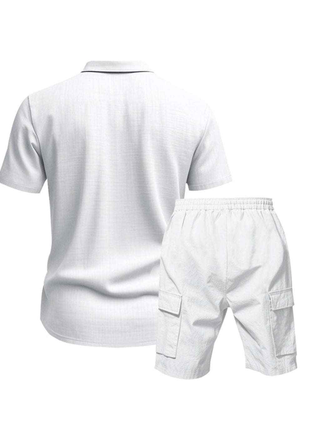 Men's Full Size Button Up Shirt and Shorts Set Plus Size