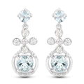 4.42 Carat Genuine Aquamarine and White Zircon .925 Sterling Silver Earrings
