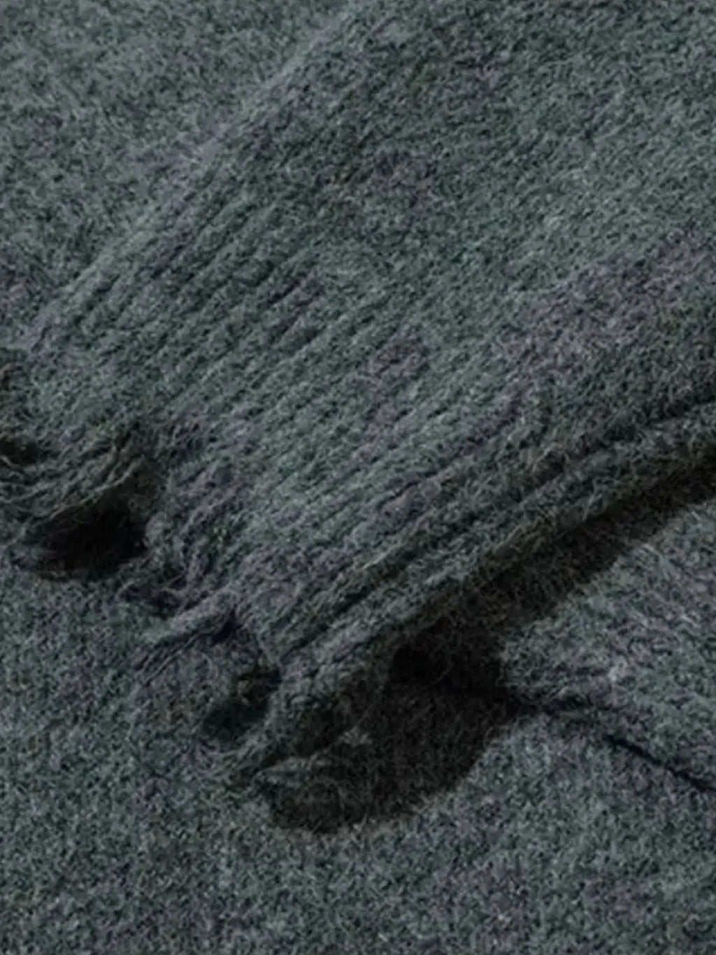 Men's Distressed Hem Half-Zip Sweater