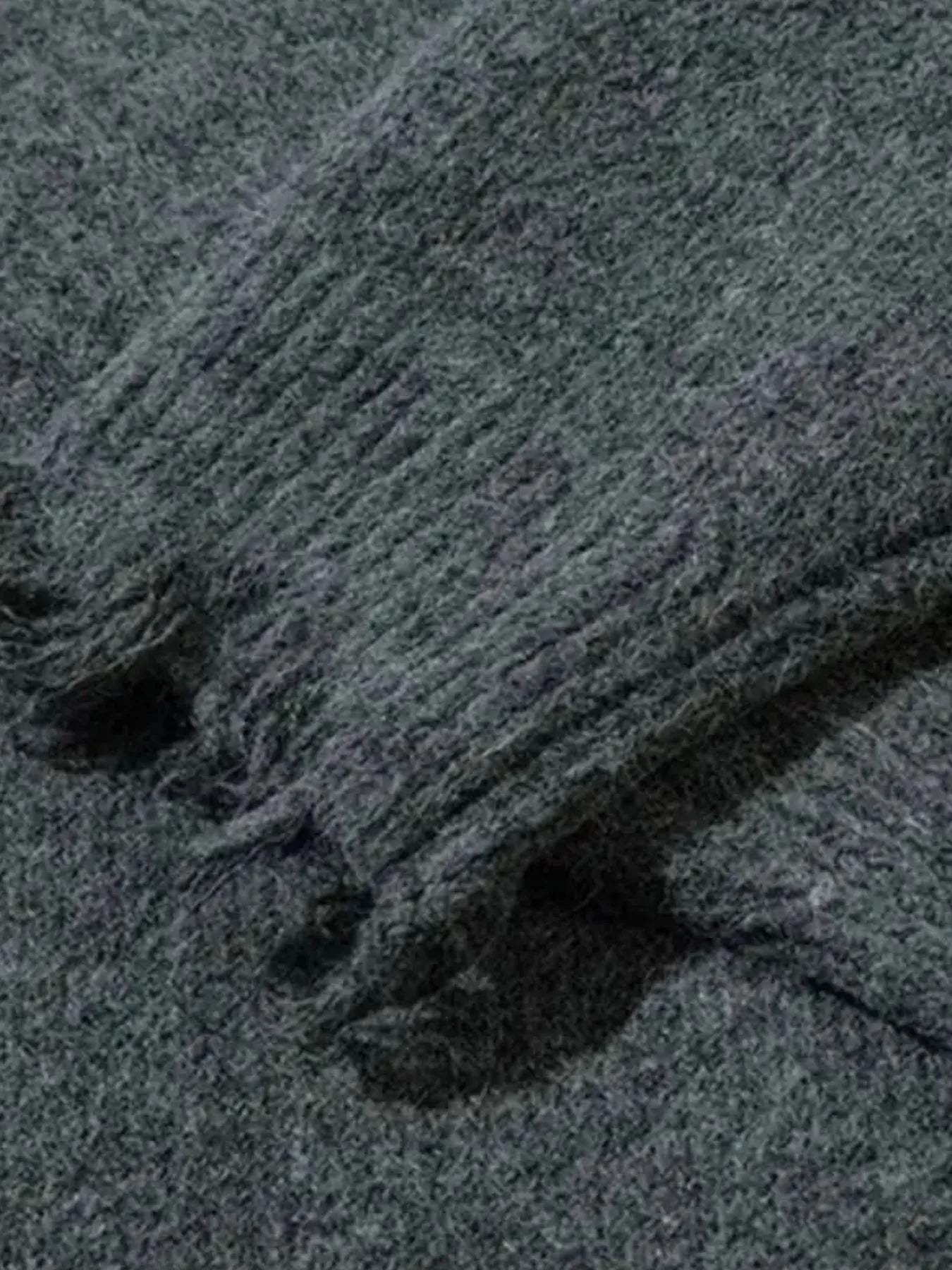 Men's Distressed Hem Half-Zip Sweater