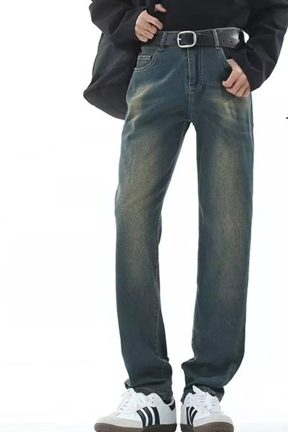 Men's Full Size Vintage Wash Straight Leg Jeans Plus Size