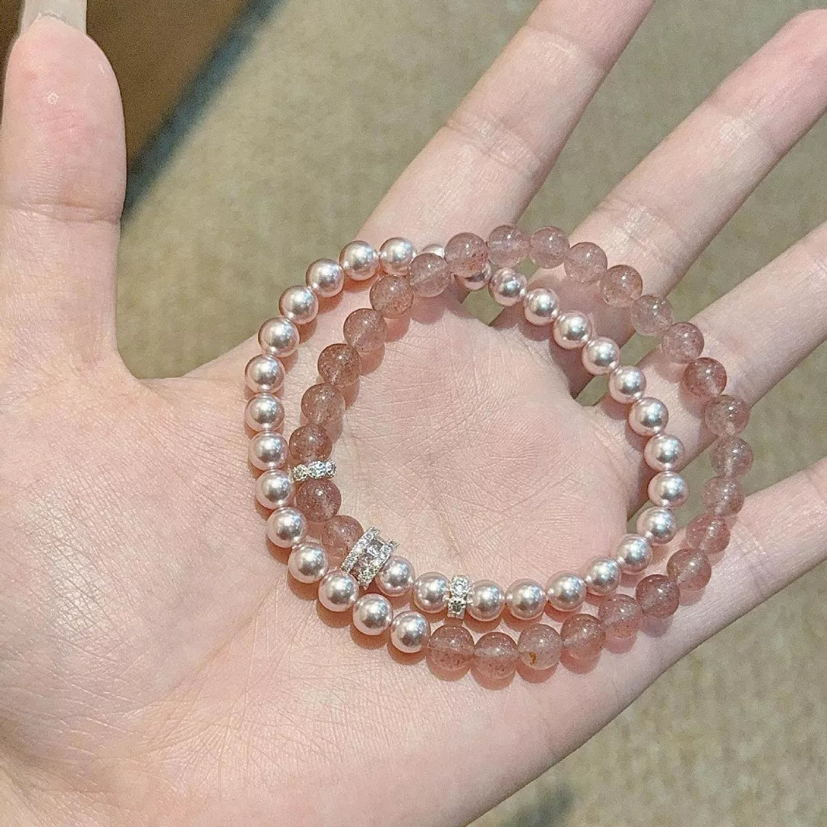 Pearl Beaded Bracelet 2 Piece Set