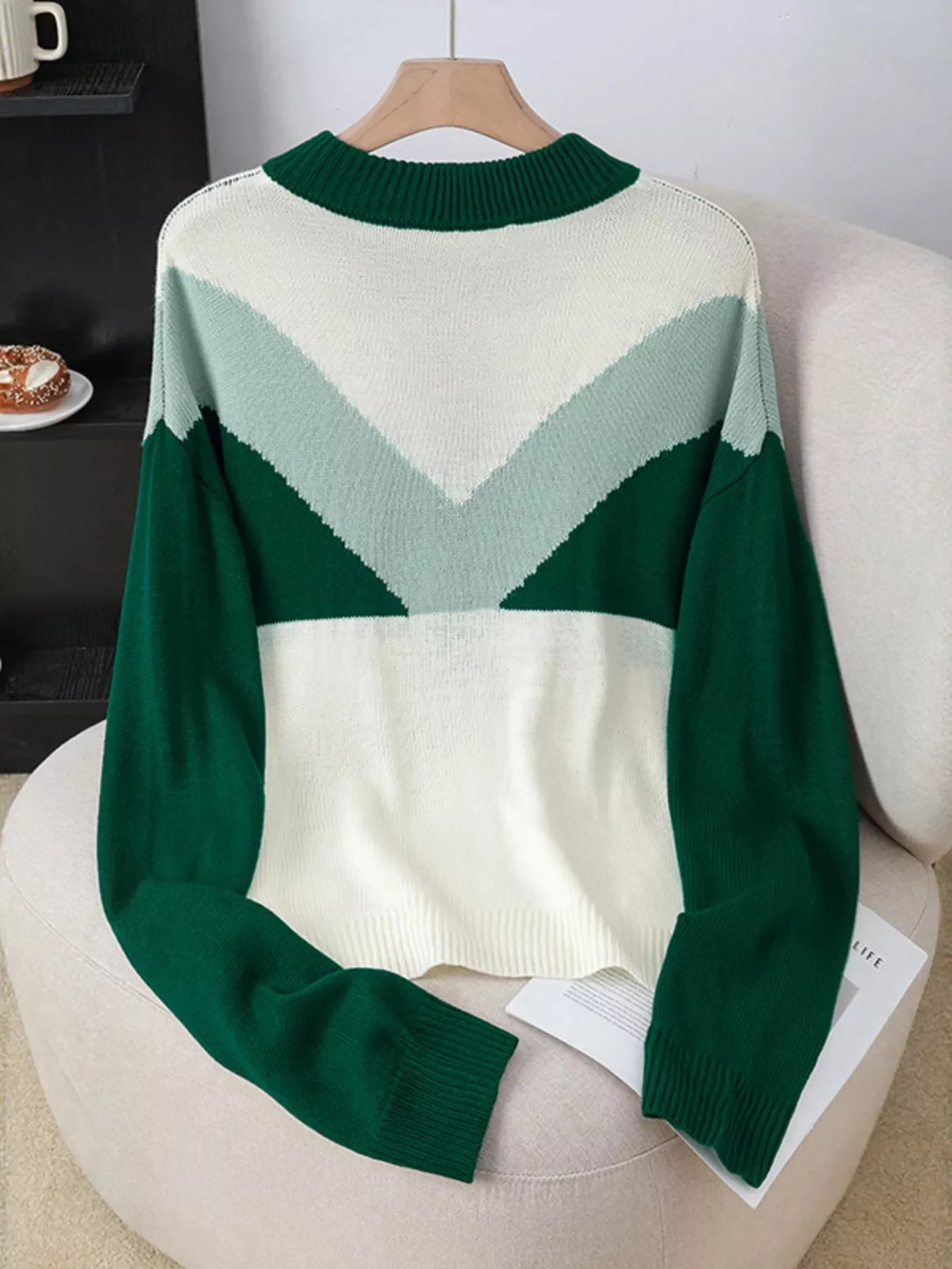 Color Block Button Detail Sweater