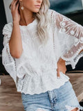 Lace Sheer Sleeve Blouse