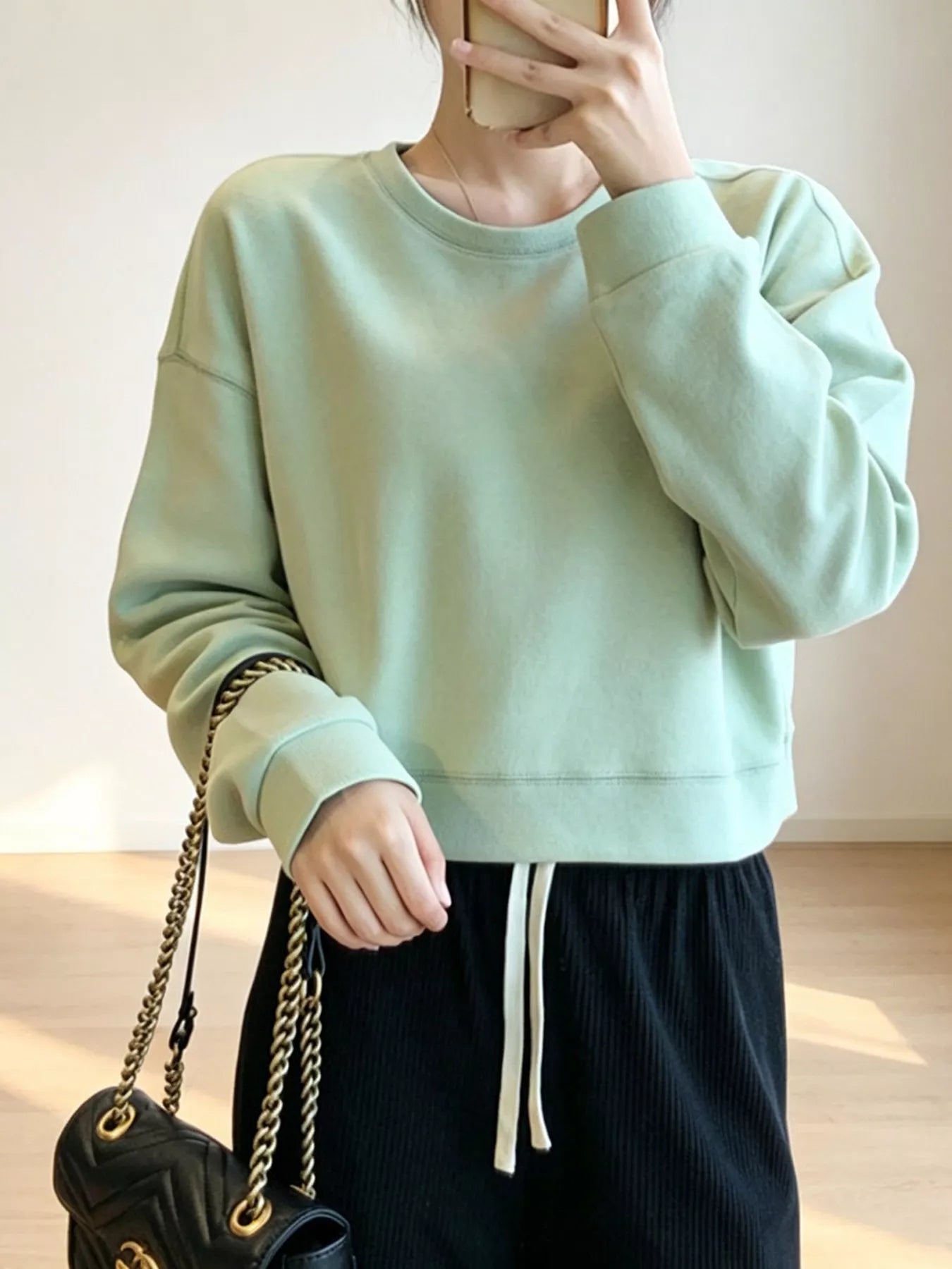 Crew Neck  Drop Shoulder Sweatshirt