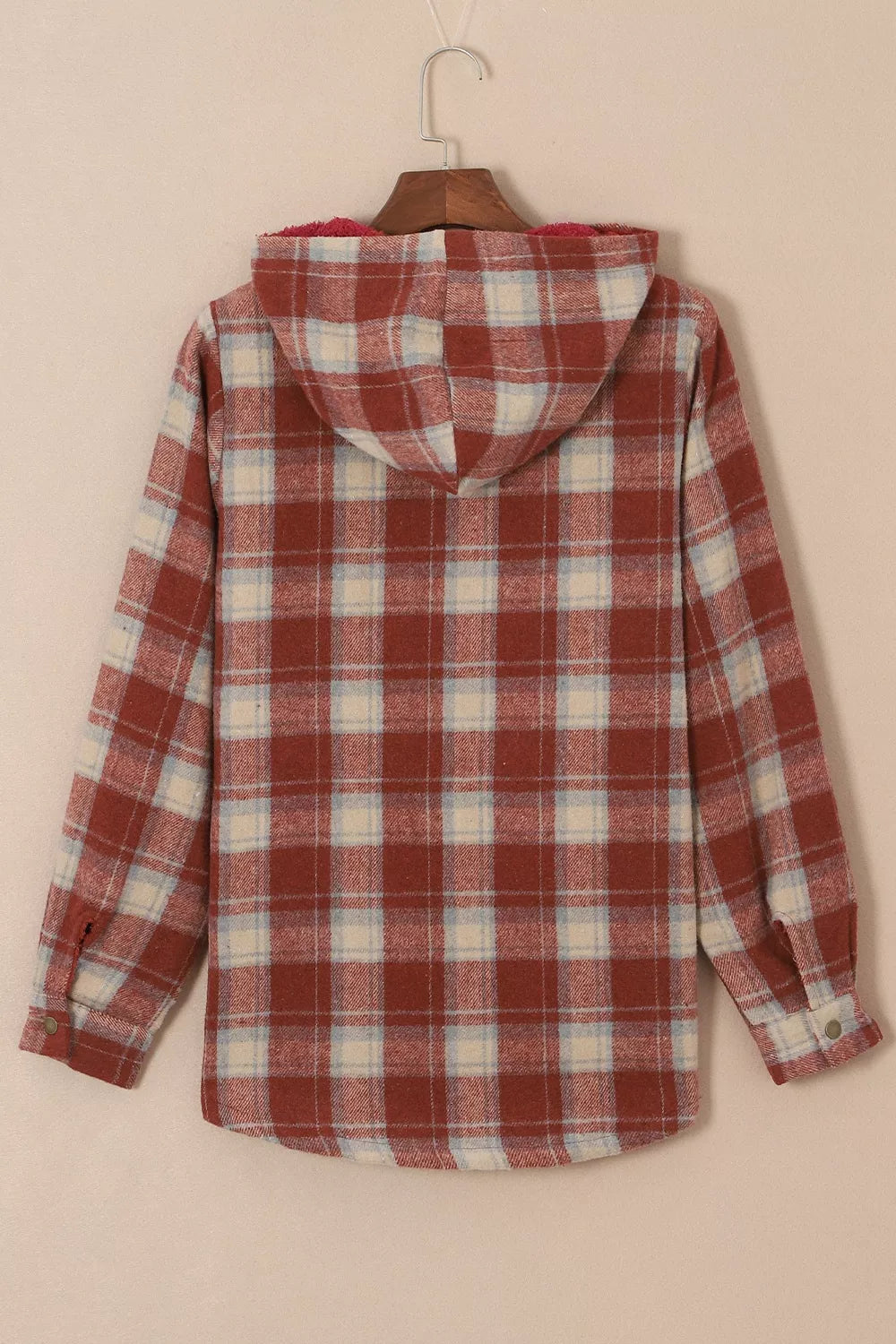 Fleece Lined Plaid Hooded Jacket