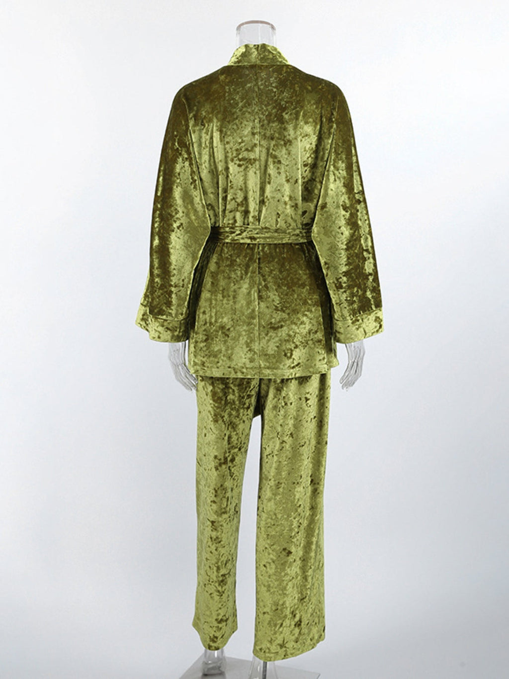 Velvet Tie Waist Top and Pants Set