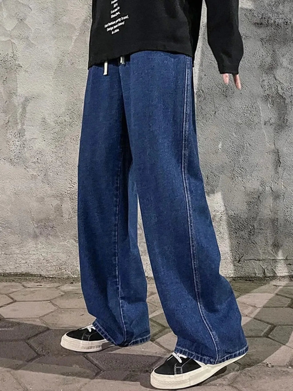 Men's Full Size Drawstring Wide Leg Jeans Plus Size
