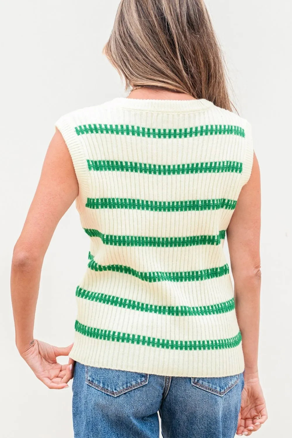Striped Round Neck Sweater Vest