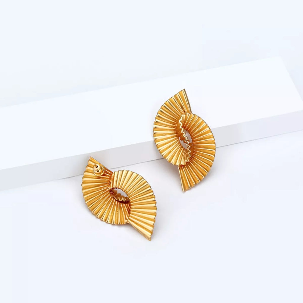18K Gold-Plated Copper Geometric Spiral Earrings