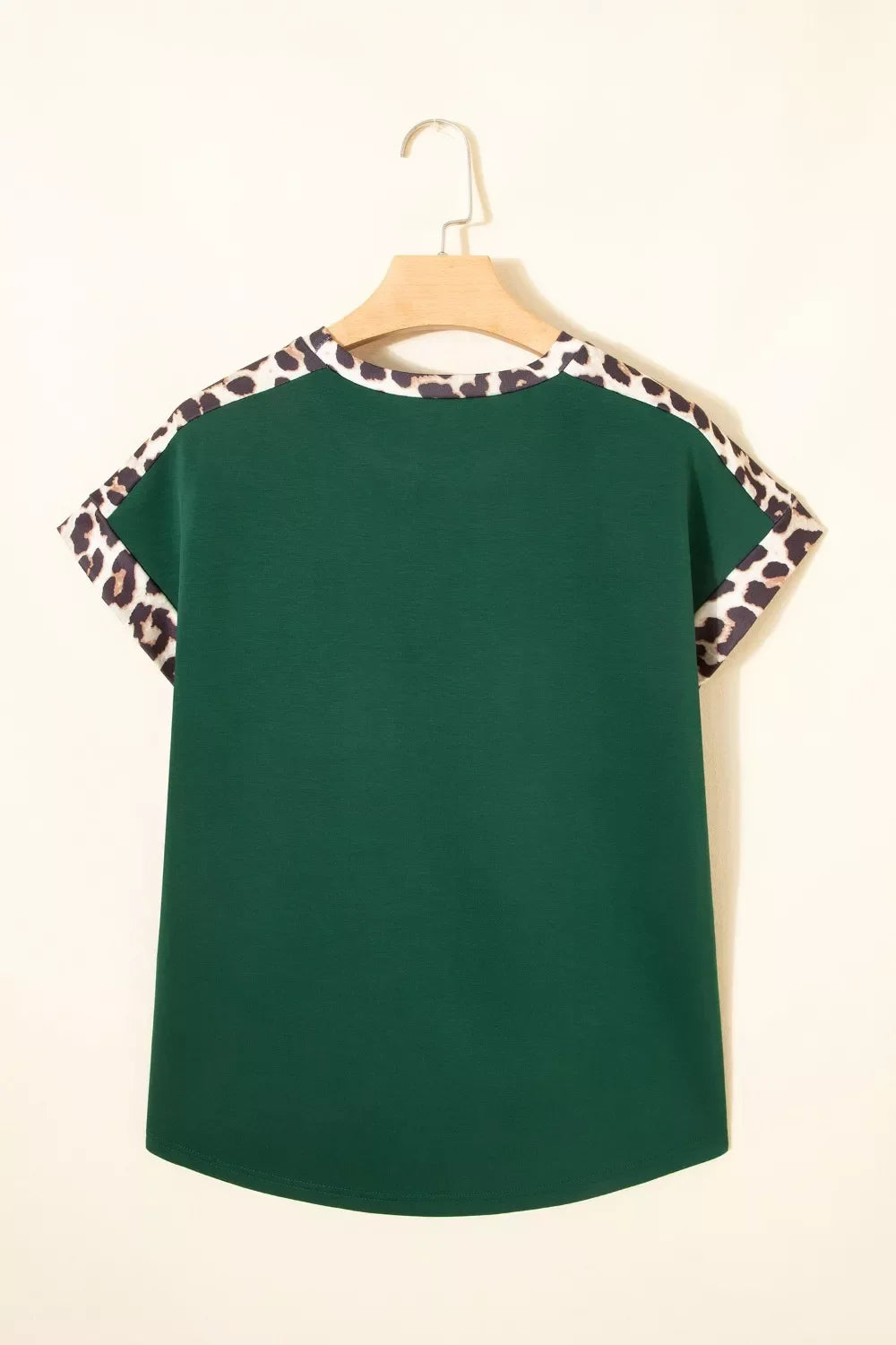 Leopard Trim Short Sleeve Relaxed Fit T-Shirt