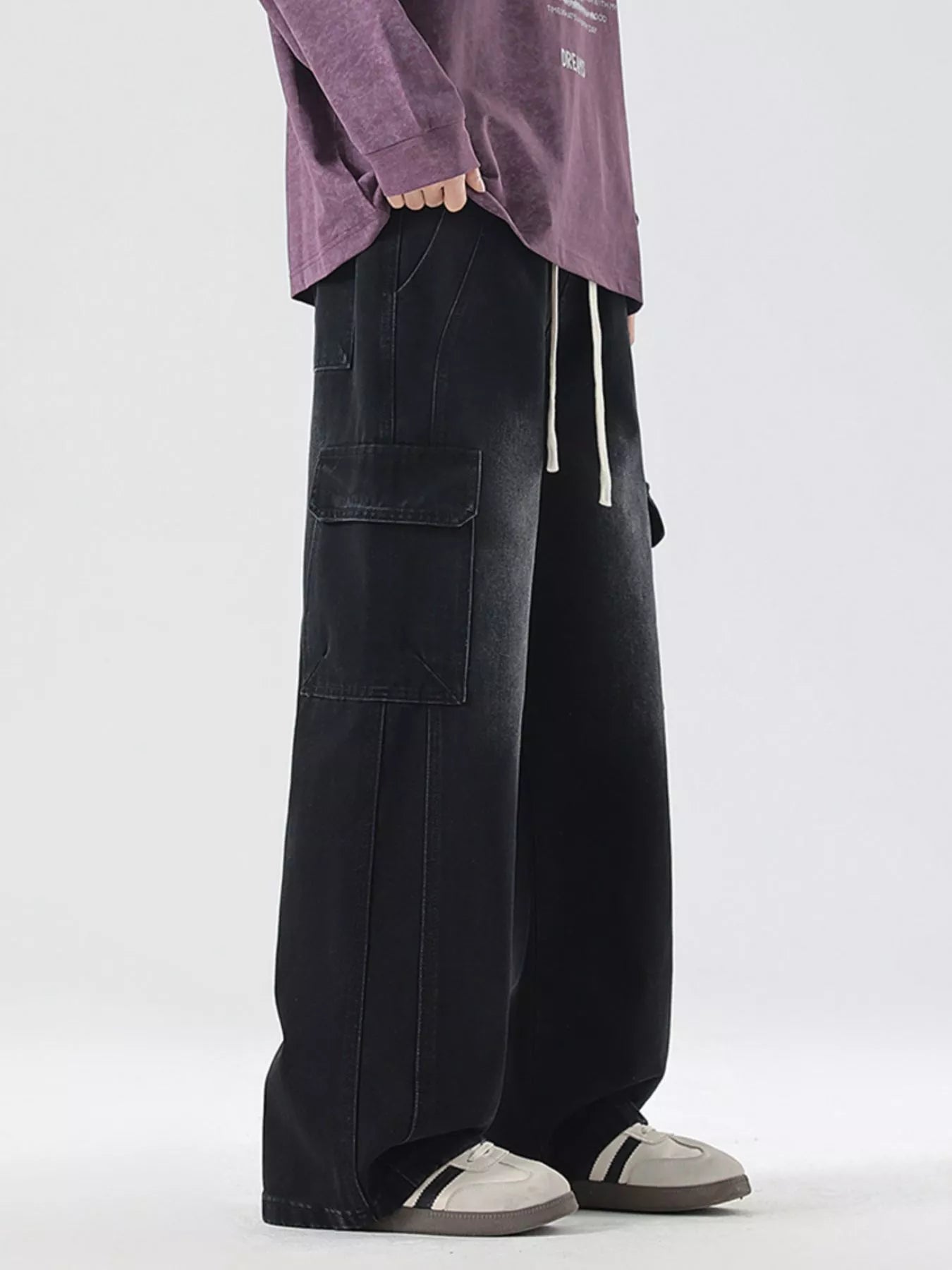 Men's Full Size Wide Leg Cargo Jeans Plus Size