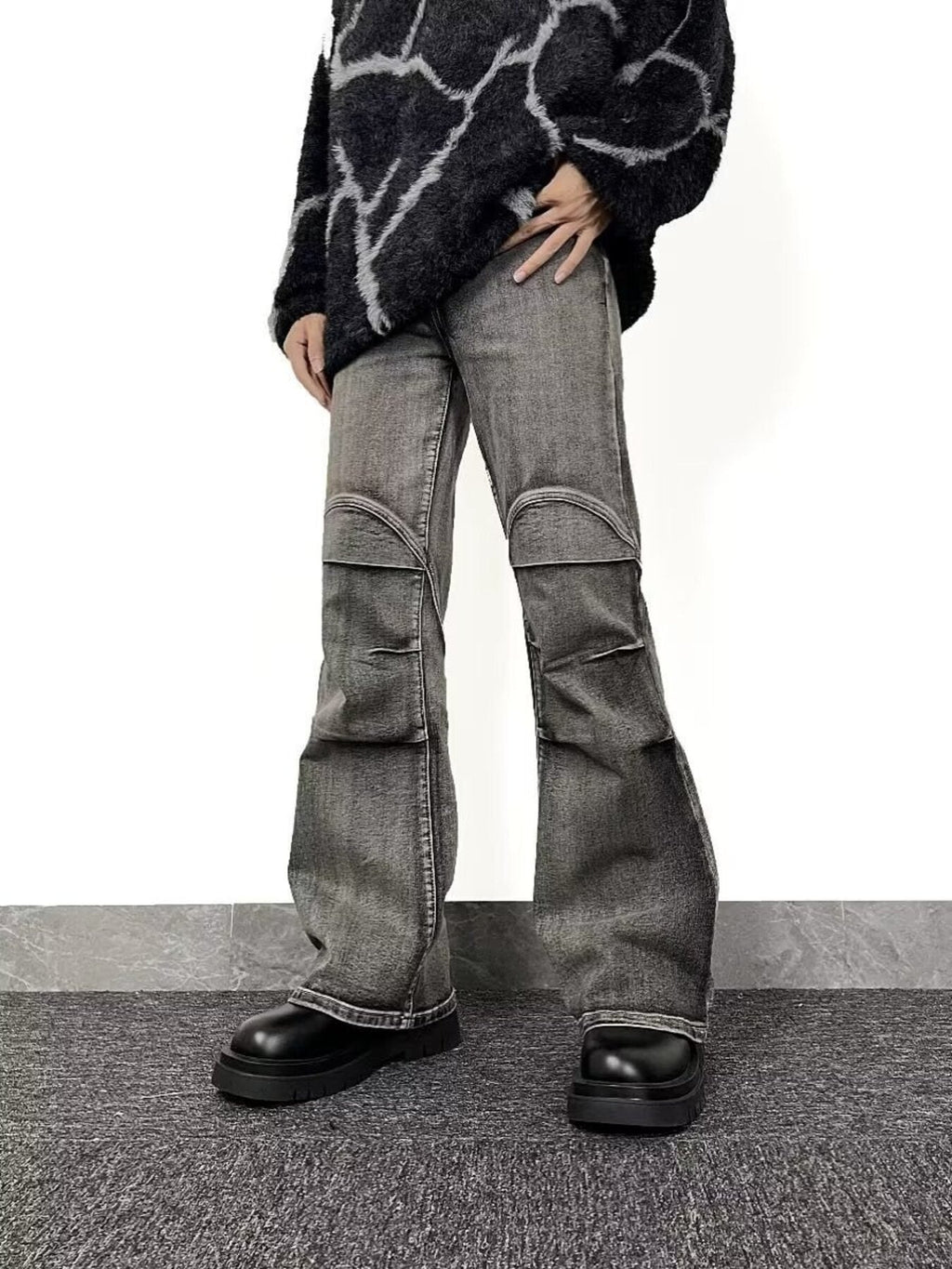 Men's Full Size Washed Flare Jeans Plus Size