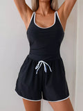 Contrast Trim Scoop Neck One-Piece Swimsuit