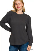 Zenana Full Size Raised Rib Round Neck Long Sleeve Top Plus Size