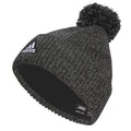 adidas Mens Recon Ballie Beanie Standard fit Cuffed Fleece-Lined Winter Knit hat/Cap with pom Black-Onix Grey/Black/White