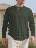 Men's Full Size Casual Pleated Long Sleeve Blouse Plus Size