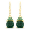 4.50 Carat Dyed Emerald and Emerald .925 Sterling Silver Earrings