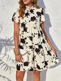 Printed Short Sleeve Mini Dress