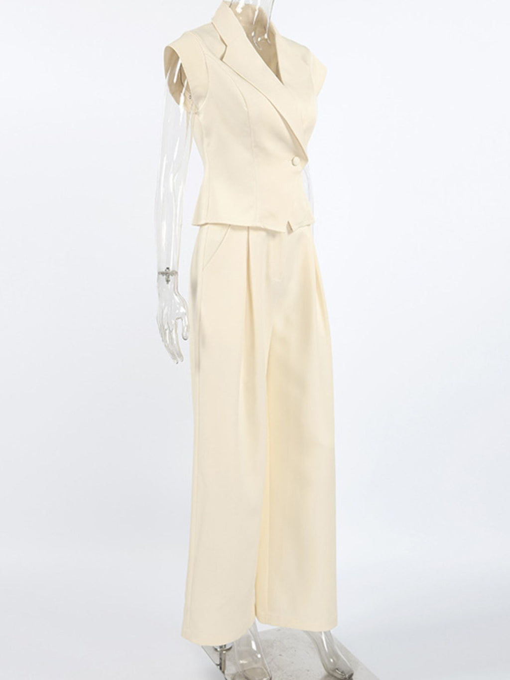 One Button Blazer & Wide Leg Pants Set