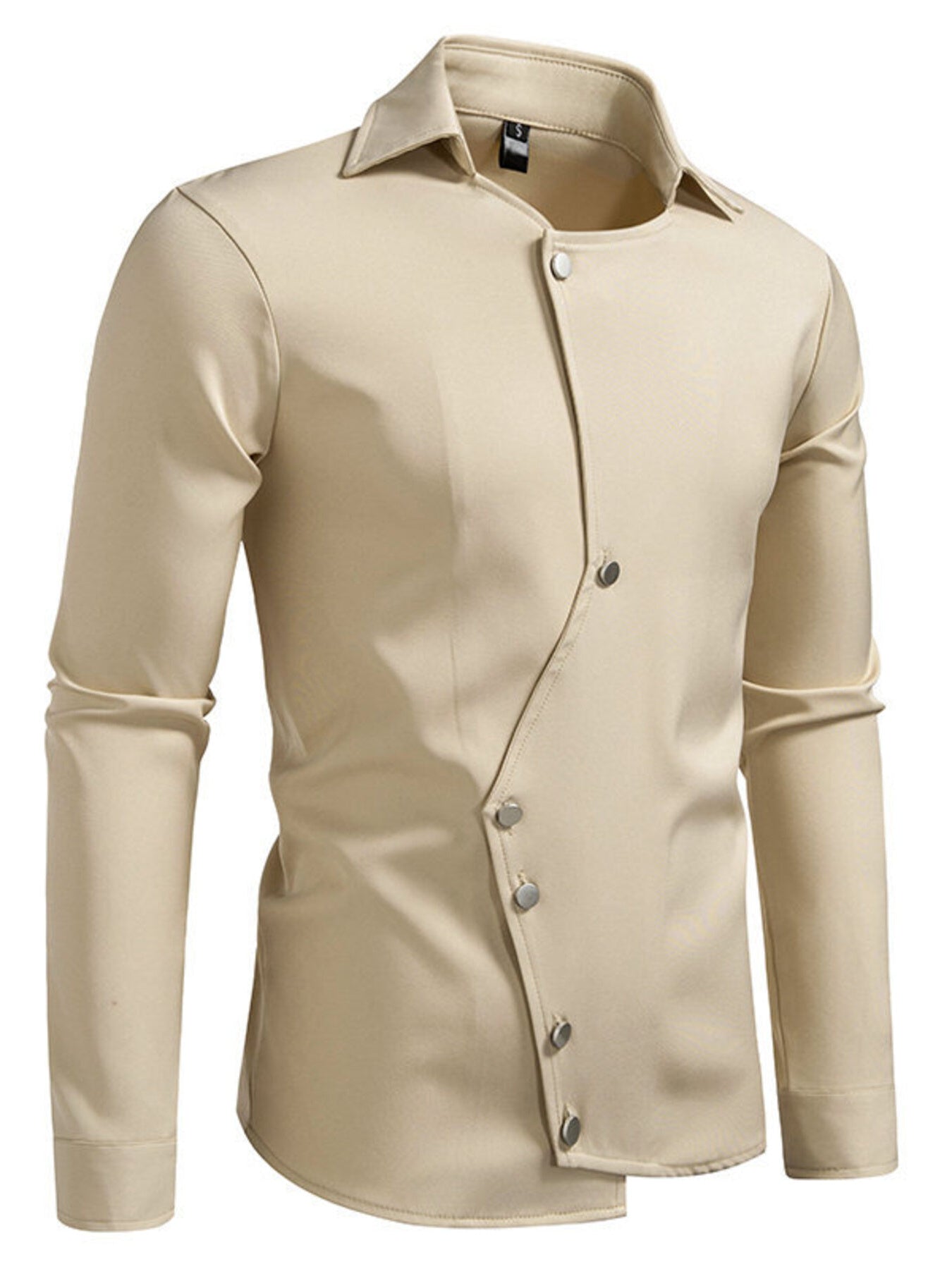 Men's Asymmetrical Button-Down Long Sleeve Shirt
