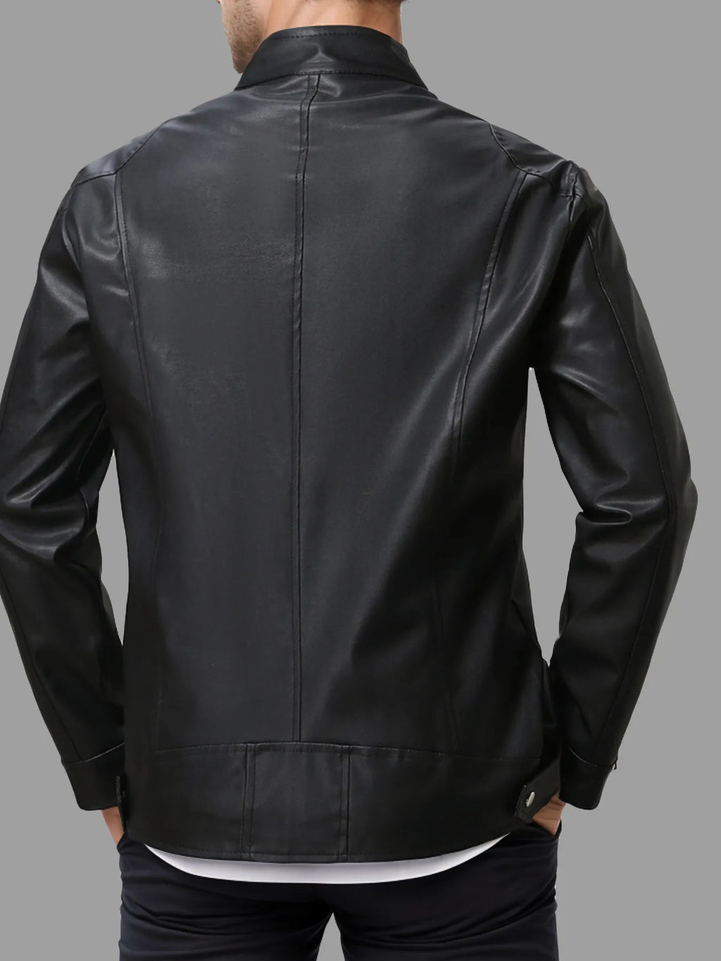 Men's Full Size Zip Up Leather Jacket Plus Size