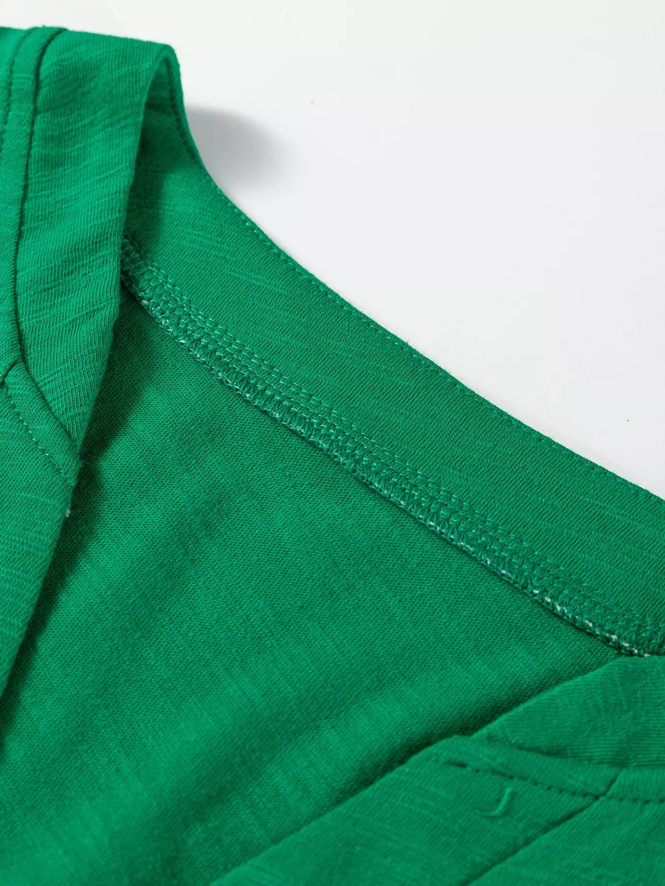 Solid Color Button V Neck Long Sleeve Top