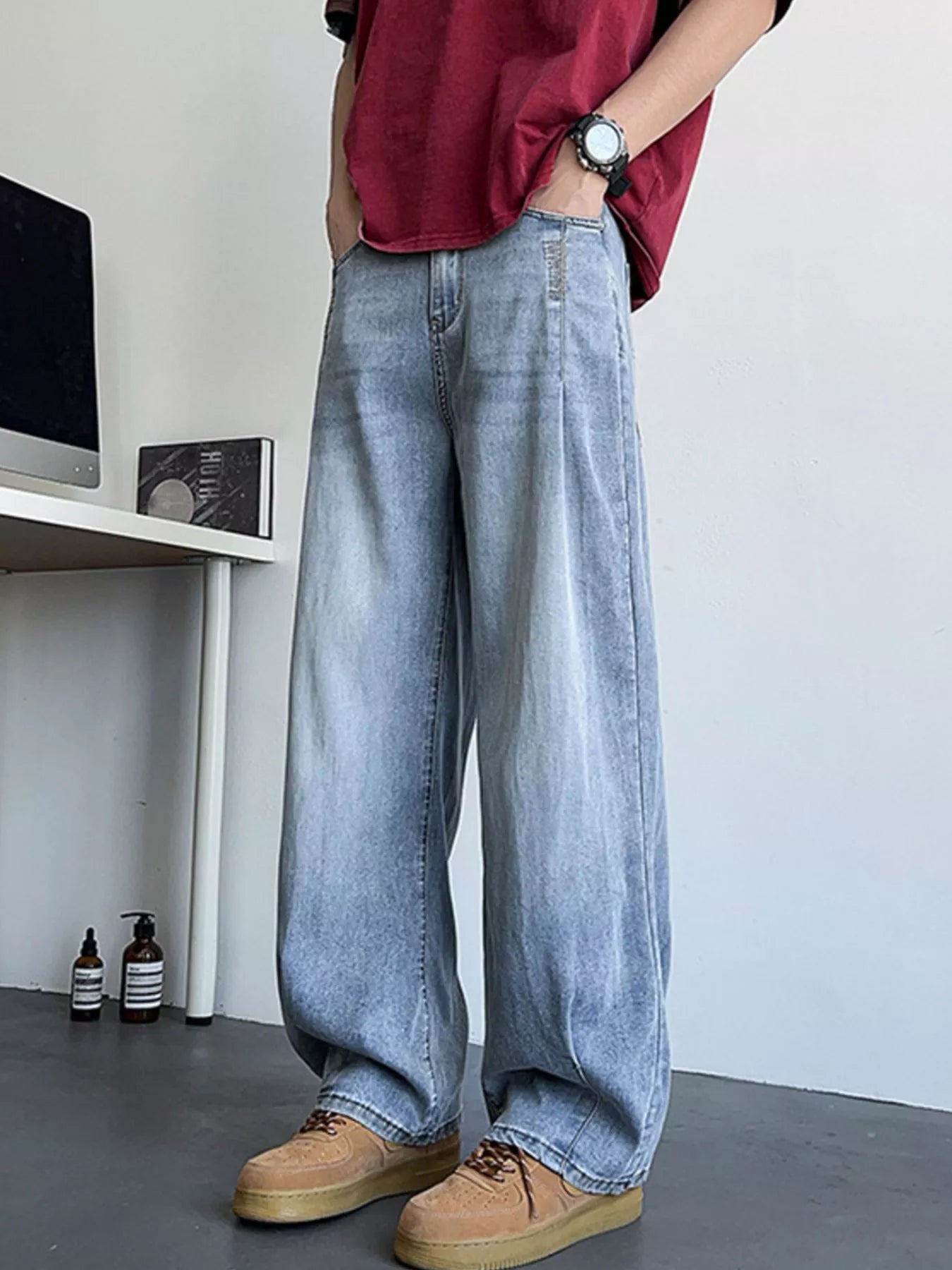 Men's Plus Size Wide Leg Relaxed Fit Jeans