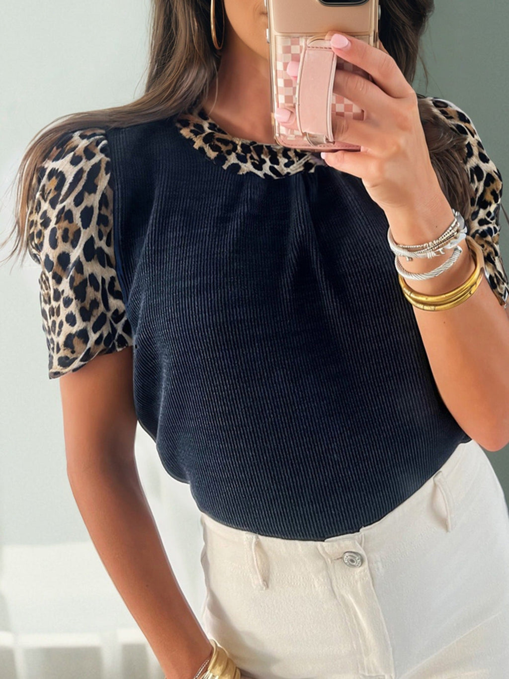 Leopard Short Sleeve Blouse