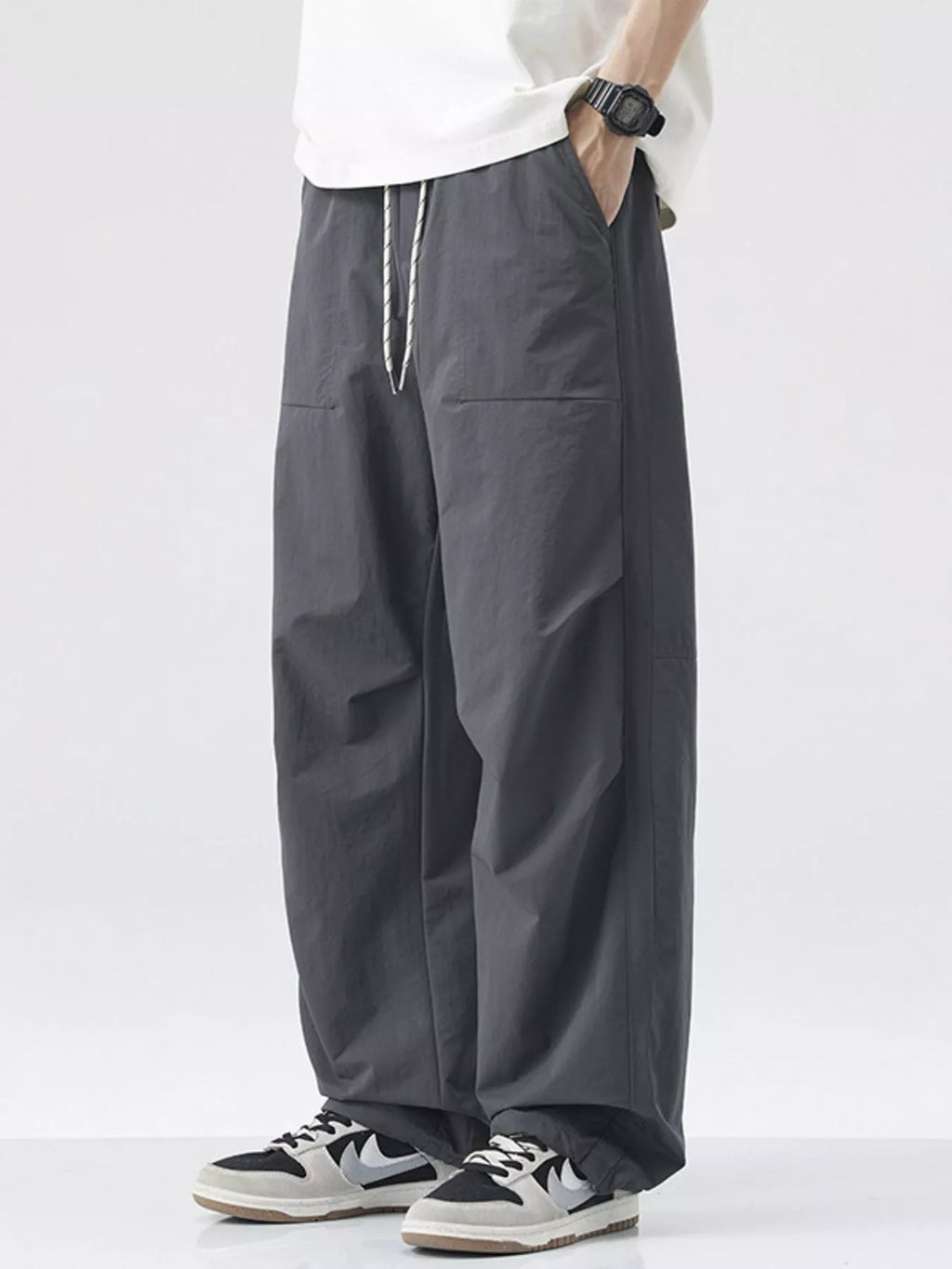 Men's Loose-Fit Drawstring Wide Leg Pants