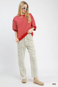 Umgee Striped Short Sleeve Pullover Top