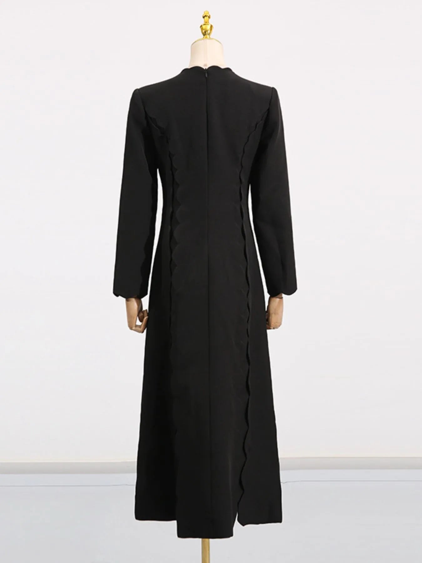 Long Sleeve Bow Front Midi Dress