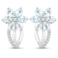 1.54 Carat Genuine Aquamarine and White Topaz .925 Sterling Silver Earrings